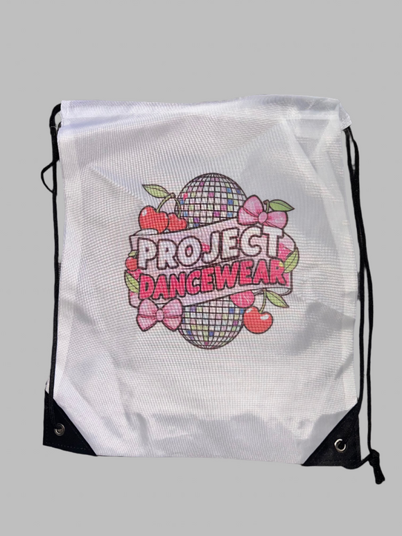 WHITE DISCO BALL DRAWSTRING BAG