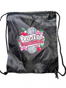 BLACK DISCO BALL DRAWSTRING BAG