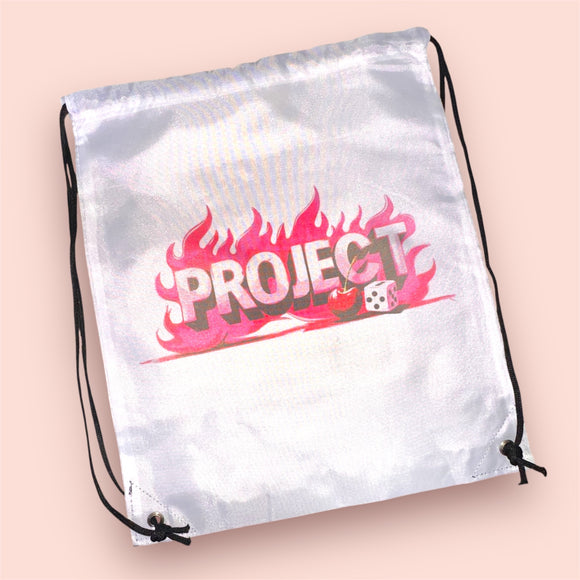 WHITE FLAME DRAWSTRING BAG