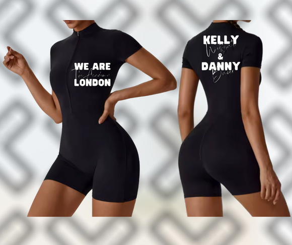 Short Sleeve Zip Up Unitard